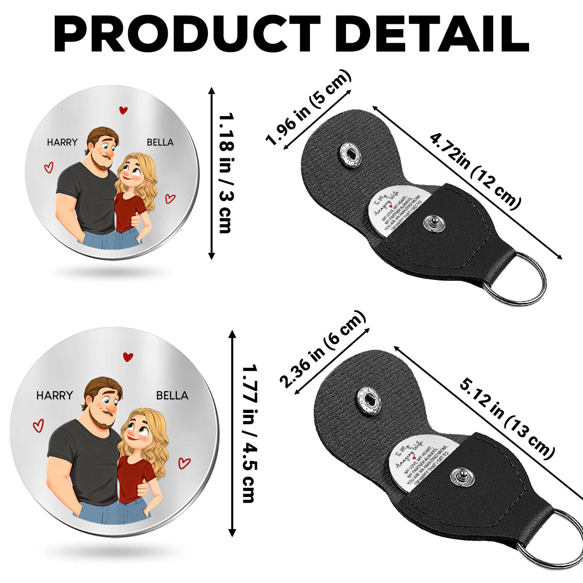 Custom Coin Keychain for Wife, Mother's Day, Anniversary Gifts • My Love My Heart - Personalized Pocket Hug