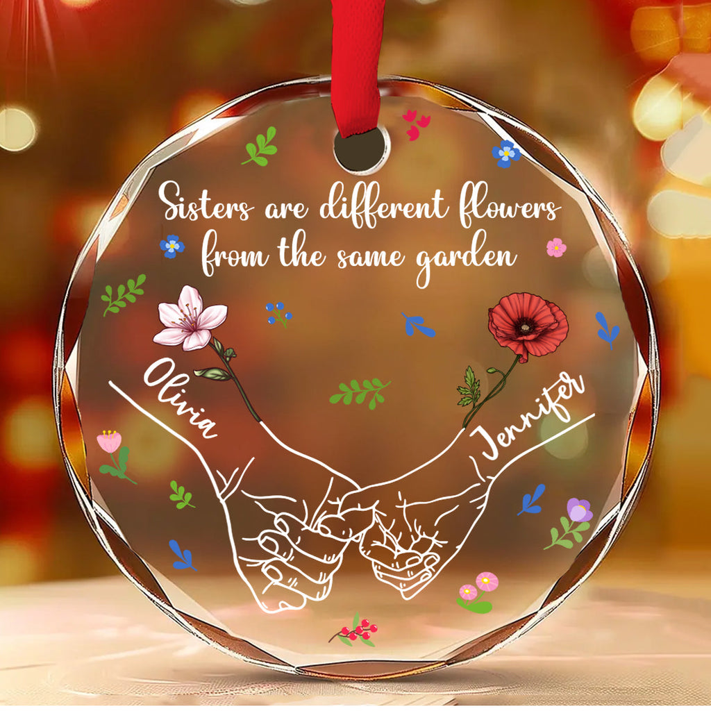 Custom Keepsake Christmas Ornament •  Sisters From The Same Garden - Personalized Glass Ornament