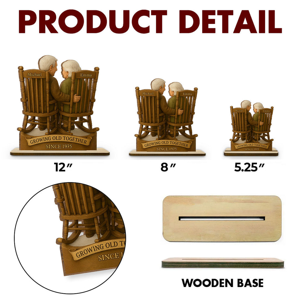 Custom Decor for Wife, Gift for Her • Love That Grows With Time - Personalized 2-Layer Wood Plaque With Flat Base