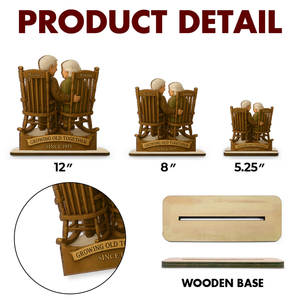 Custom Decor for Wife, Gift for Her • Love That Grows With Time - Personalized 2-Layer Wood Plaque With Flat Base