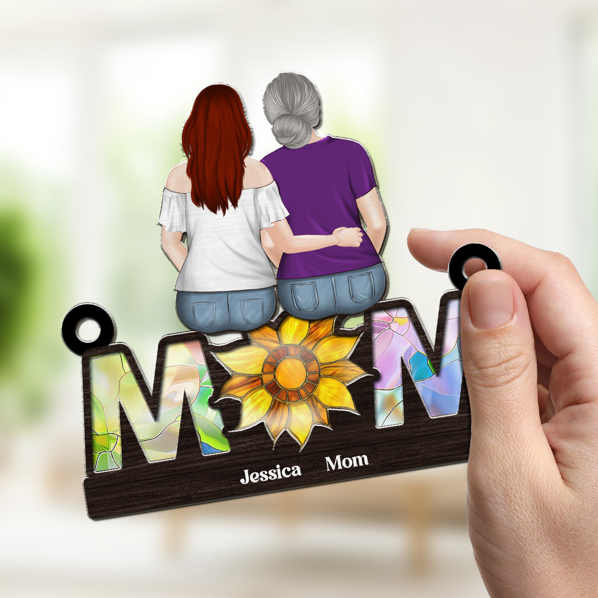 Custom Hanging Decor, Birthday Housewarming Gift • Sunflower Love - Personalized Suncatcher