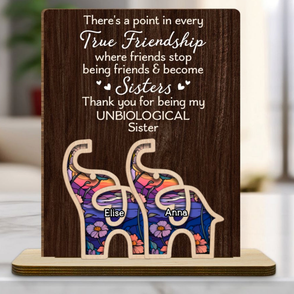 Custom Friendship Decor, Christmas Birthday Gifts For Best Friend • A Point Of This - Personalized 2-Layer Wood Plaque With Flat Base