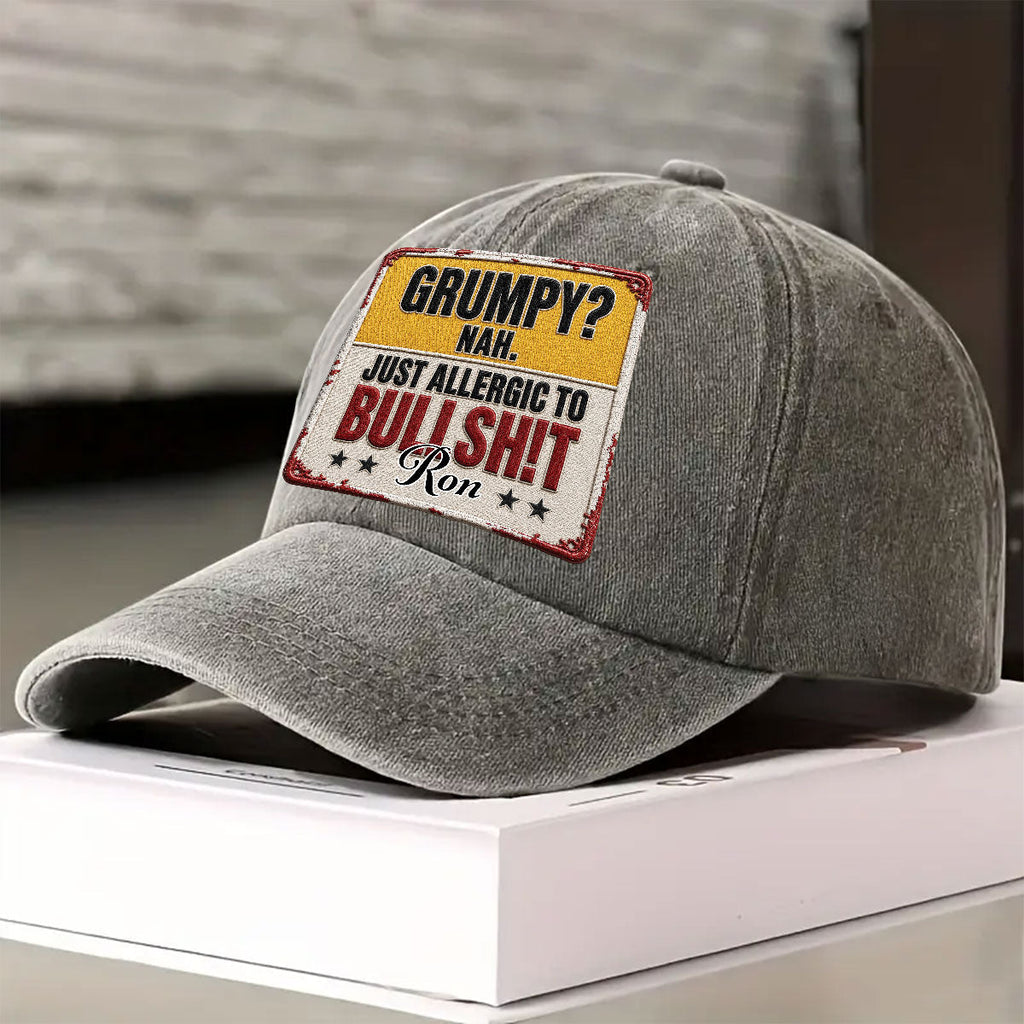 Allergic To All Of Them - Personalized 3D Effect Vintage Washed Denim Cap