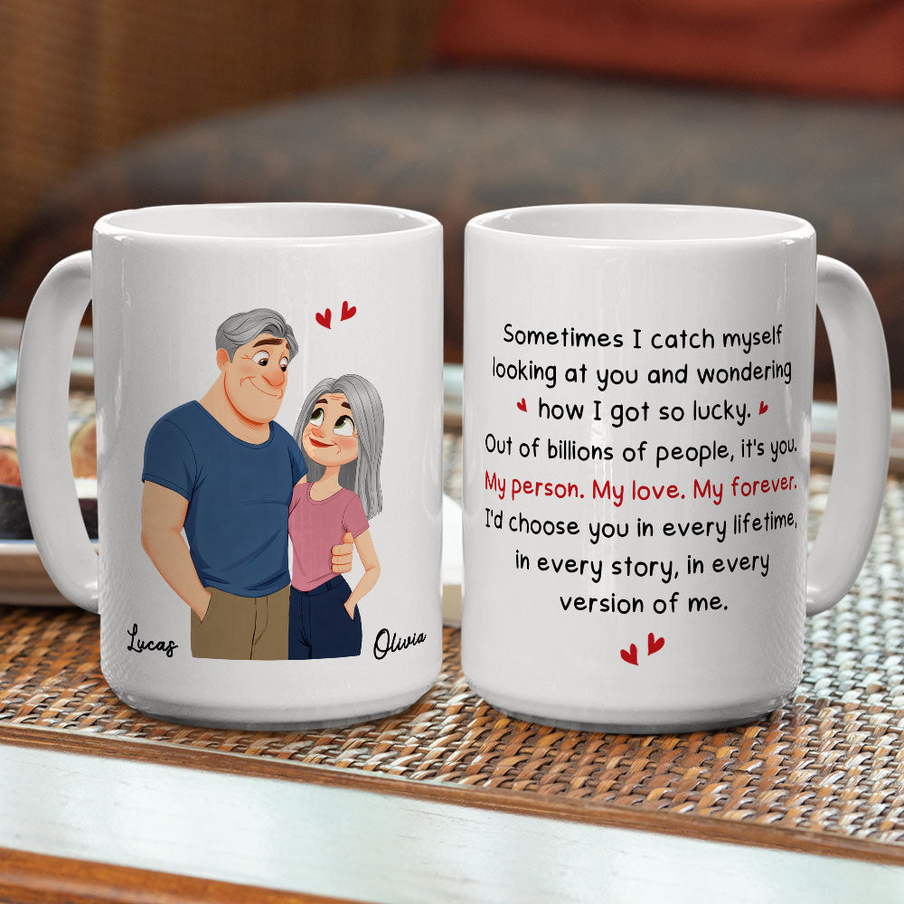 Custom Anniversary Keepsake Gifts For Couple • How Lucky I Am 2 - Personalized Coffee Mug