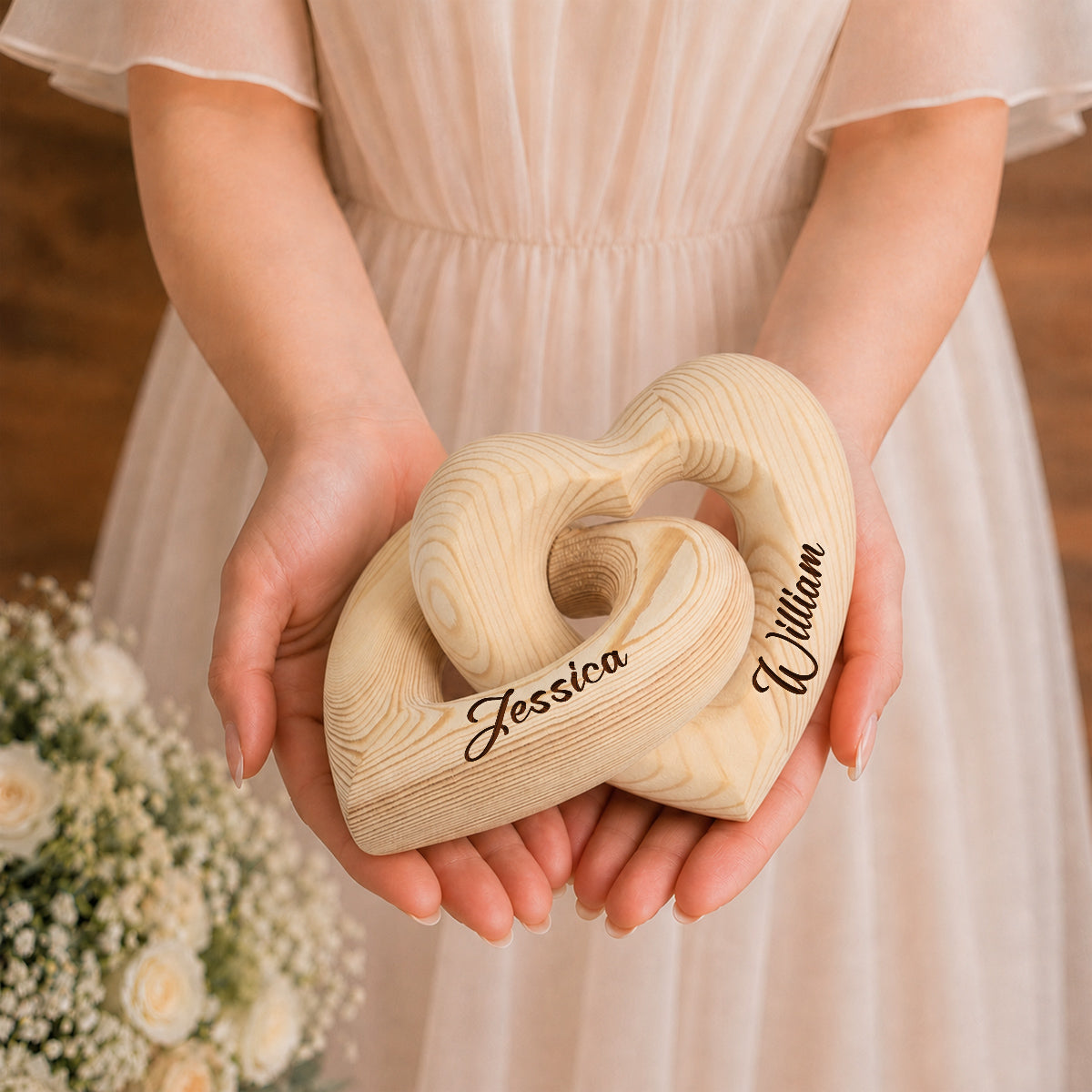 Custom Christmas Anniversary Wedding Birthday Gifts for Wife, Husband • Heart To Heart - Personalized Engraved Infinity Heart Sculpture
