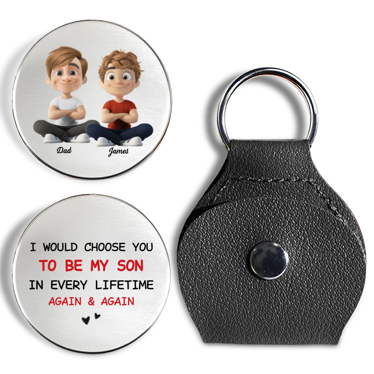Custom Coin Keychain for Son, Father's Day Birthday Gifts • Always Choose You My Son - Personalized Pocket Hug