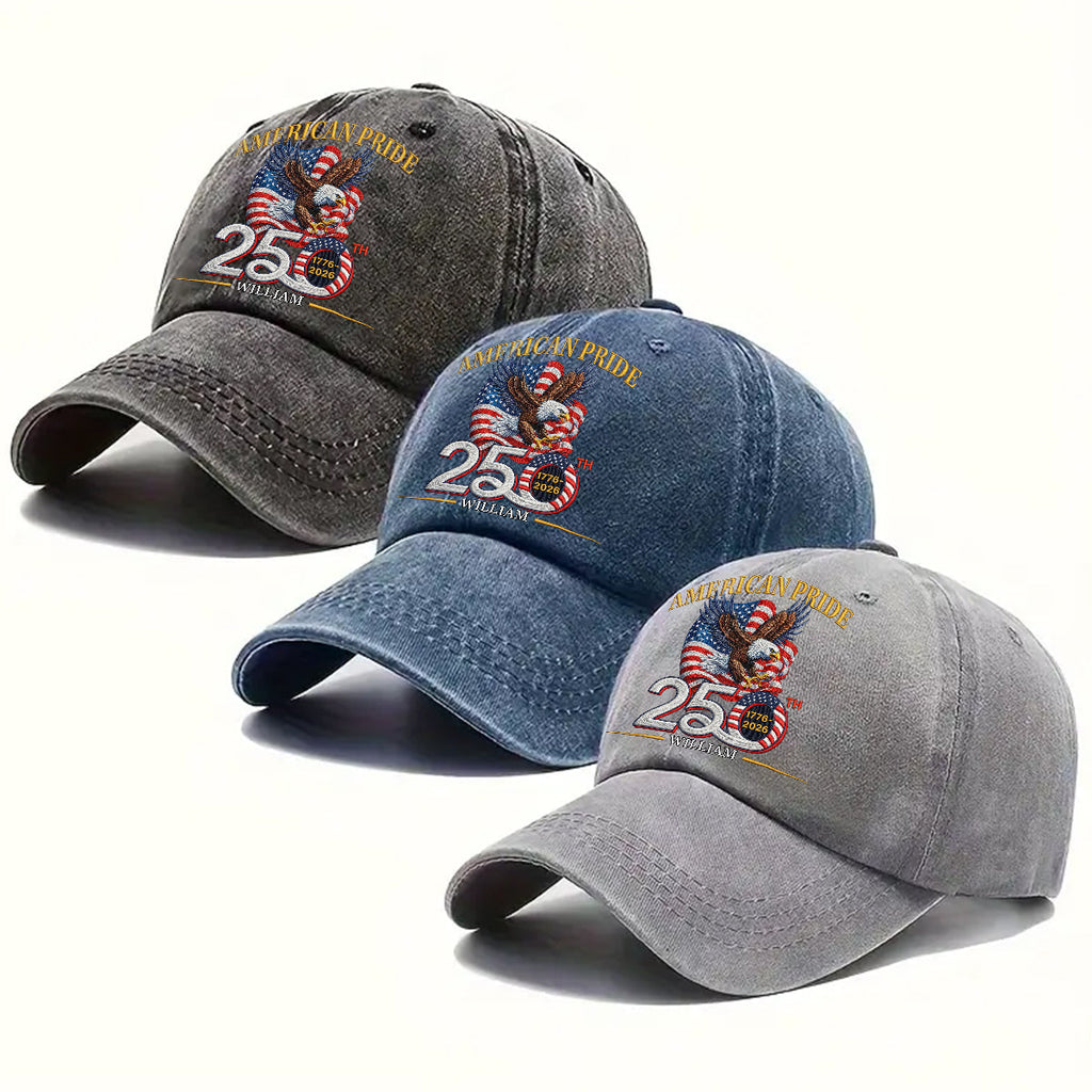 America Pride - Personalized Vintage Washed Denim Cap