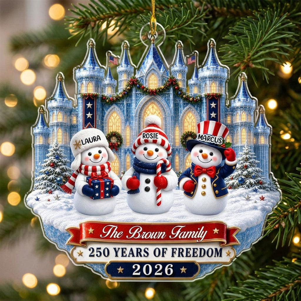 Custom Family Ornament, Christmas Gift for Family Members •  America 250th Anniversary Christmas - Personalized Acrylic Ornament