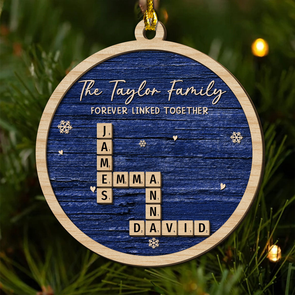 Custom Family Ornament, Christmas Gift for Family Members •  Family Is Forever Linked Love - Personalized 2-Layered Wood Ornament