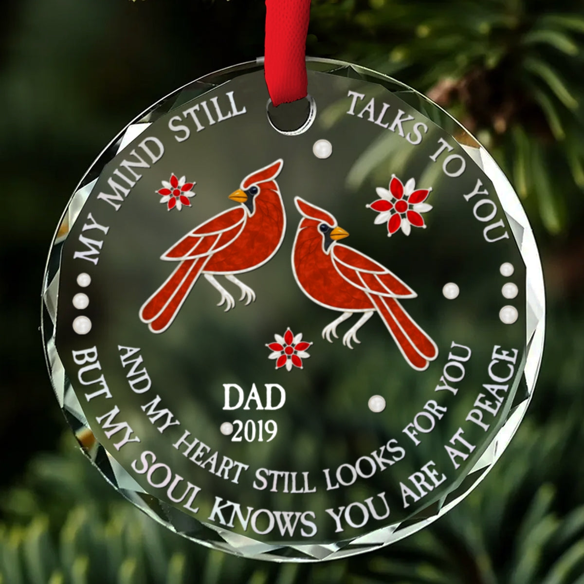 Custom Keepsake Christmas Ornament •  I Miss You But My Soul Knows You Are At Peace - Personalized Glass Ornament