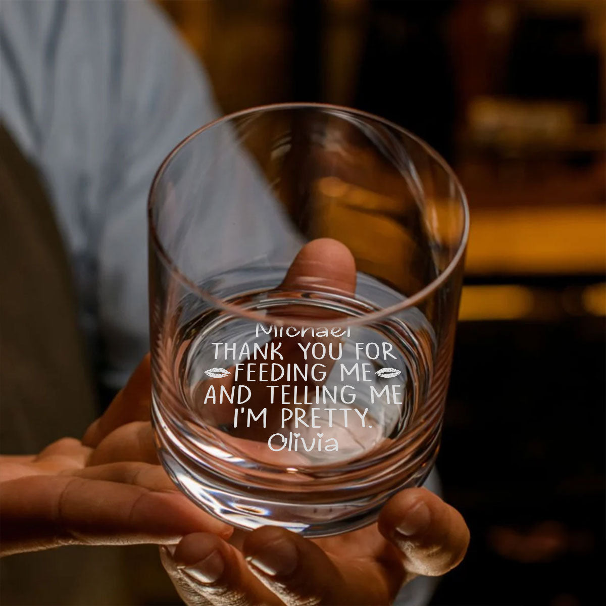 Custom Christmas Anniversary Birthday Drinkware Gifts for Couple • Love Is Being With You - Personalized Engraved Whiskey Glass