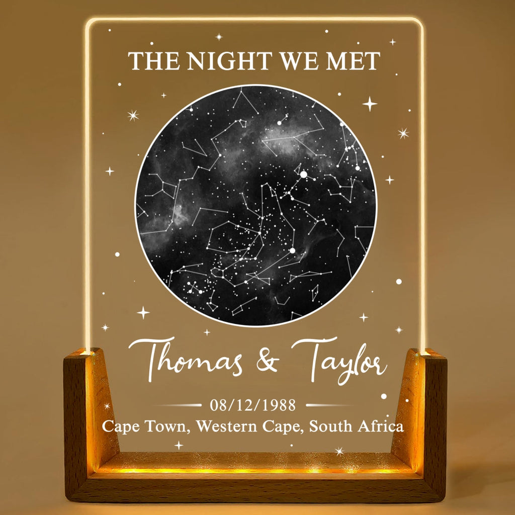 Custom Anniversary, Wedding, Christmas Gift For Husband, Him• The Night We Met - Personalized Night Light