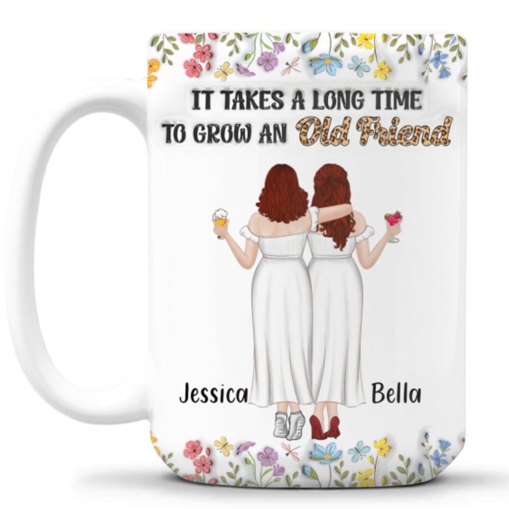 Custom Best Friend, Christmas & Birthday Friendship Keepsake Gift • It Takes Us A Long Time - Personalized 3D Inflated Effect Coffee Mug