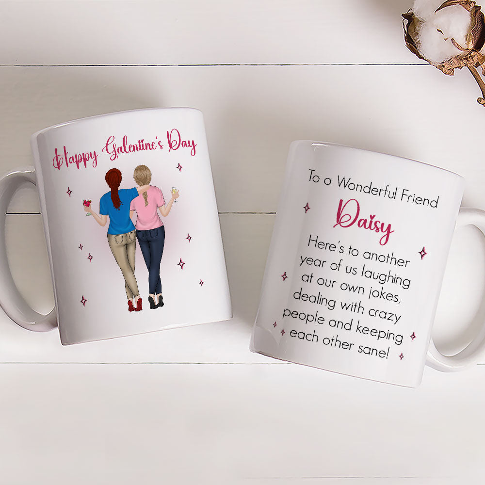 Custom Best Friend, Christmas & Birthday Friendship Keepsake Gift • Galentines Valentines Besties - Personalized Coffee Mug