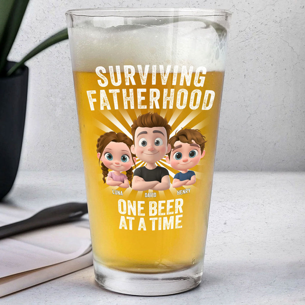 Surviving Fatherhood - Personalized Beer Glass