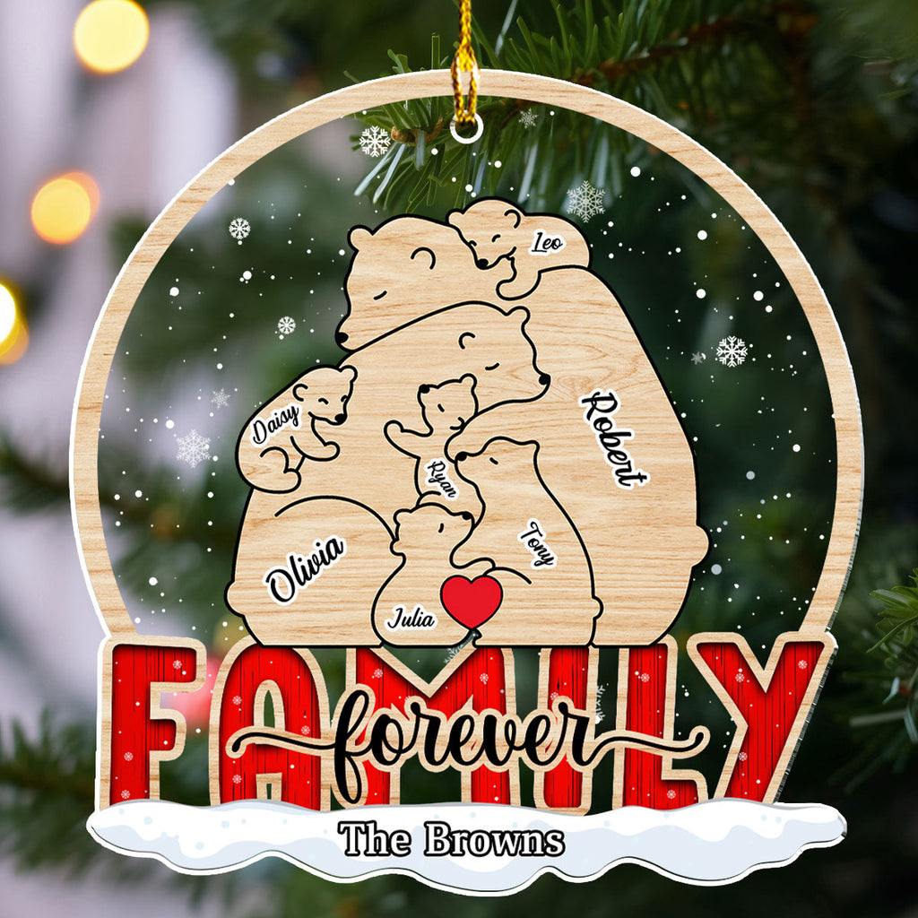 Custom Family Ornament, Christmas Gift for Family Members •  Bear Family - Personalized Acrylic Ornament