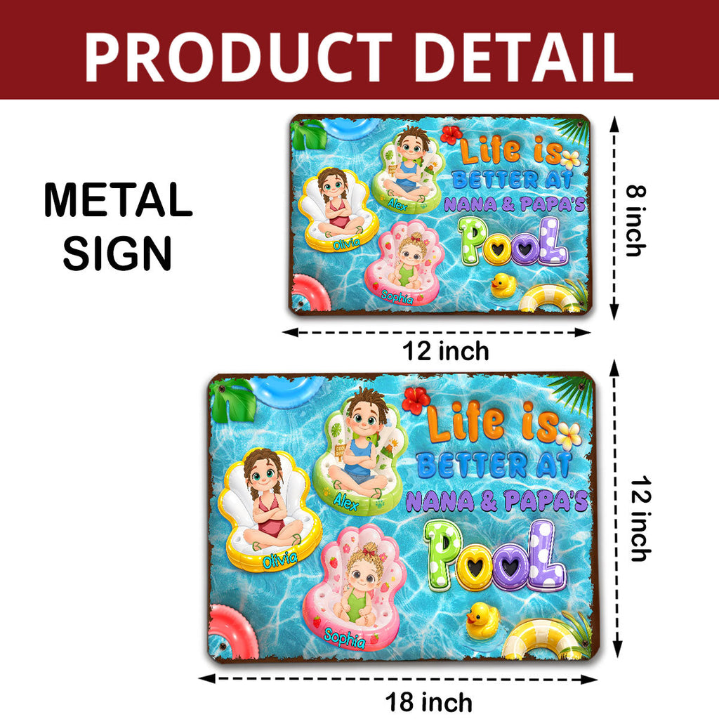 Custom 3D Family Summer Backyard, Patio & Porch Decor • Come To The Pool - Personalized 3D Effect Metal Sign