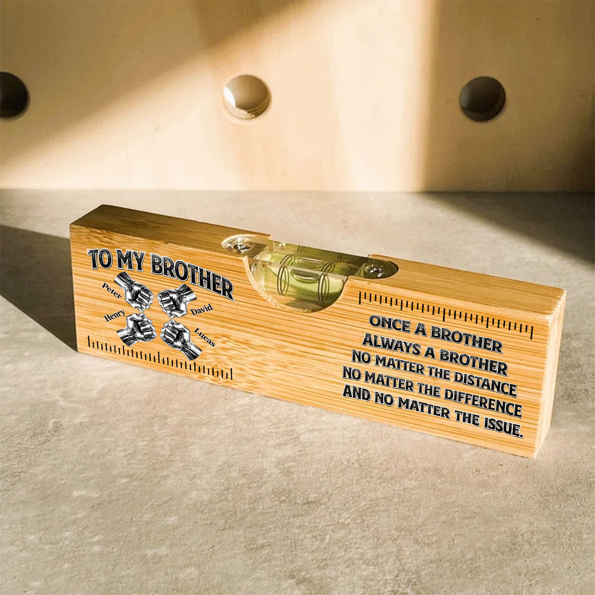 Once A Brother And Always A Brother - Personalized Wooden Spirit Level Bottle Opener