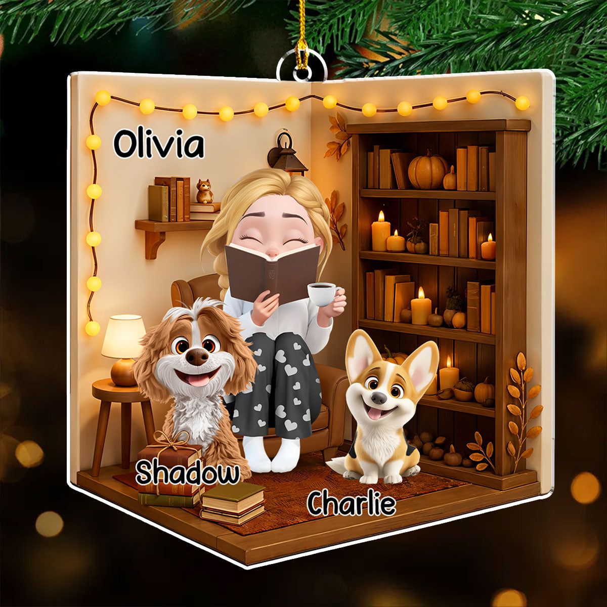 Custom Keepsake Christmas Ornament •  Reading Girly - Personalized 3D Effect Acrylic Ornament