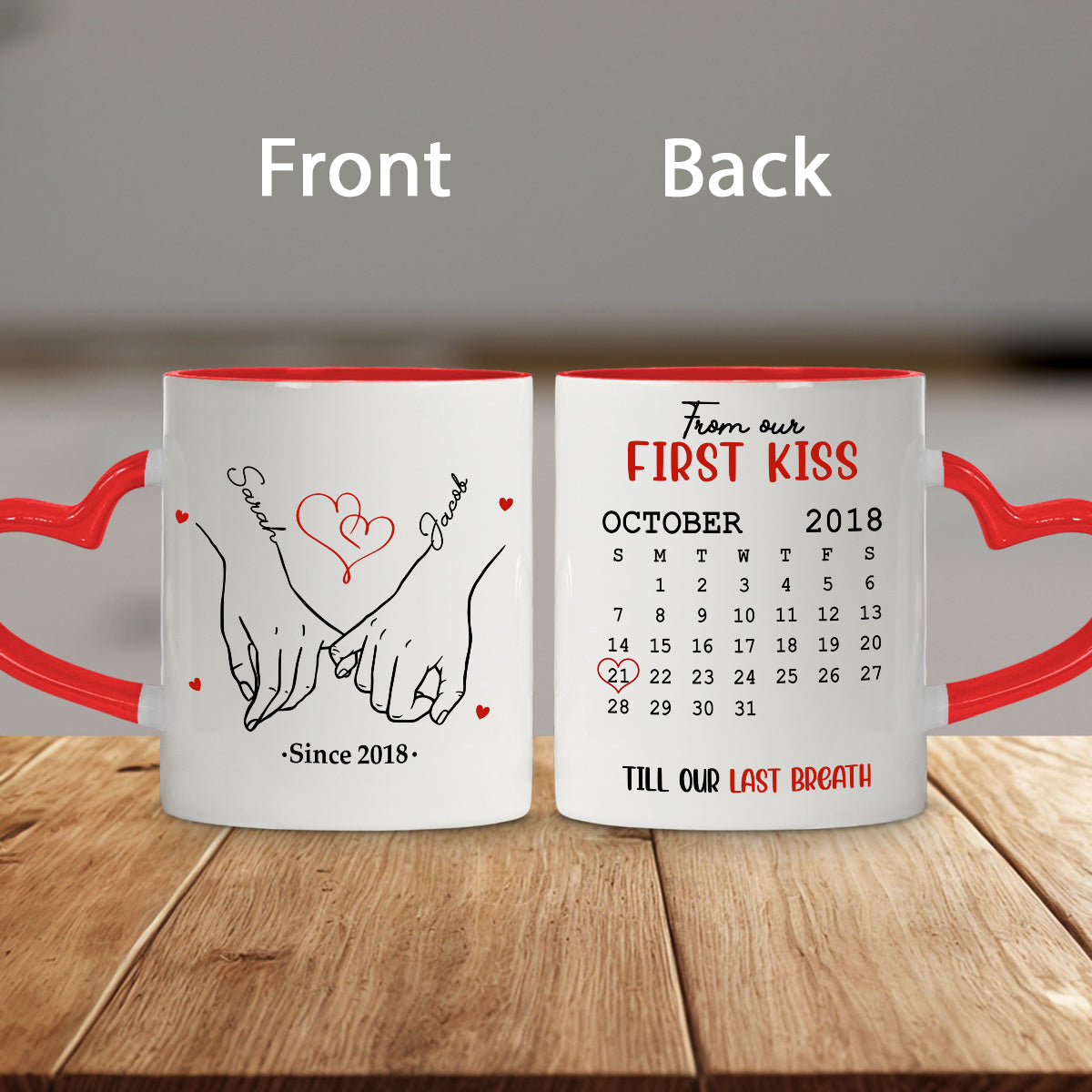 Custom Anniversary Keepsake Gifts For Couple • I Met You - Personalized Heart Handle Mug