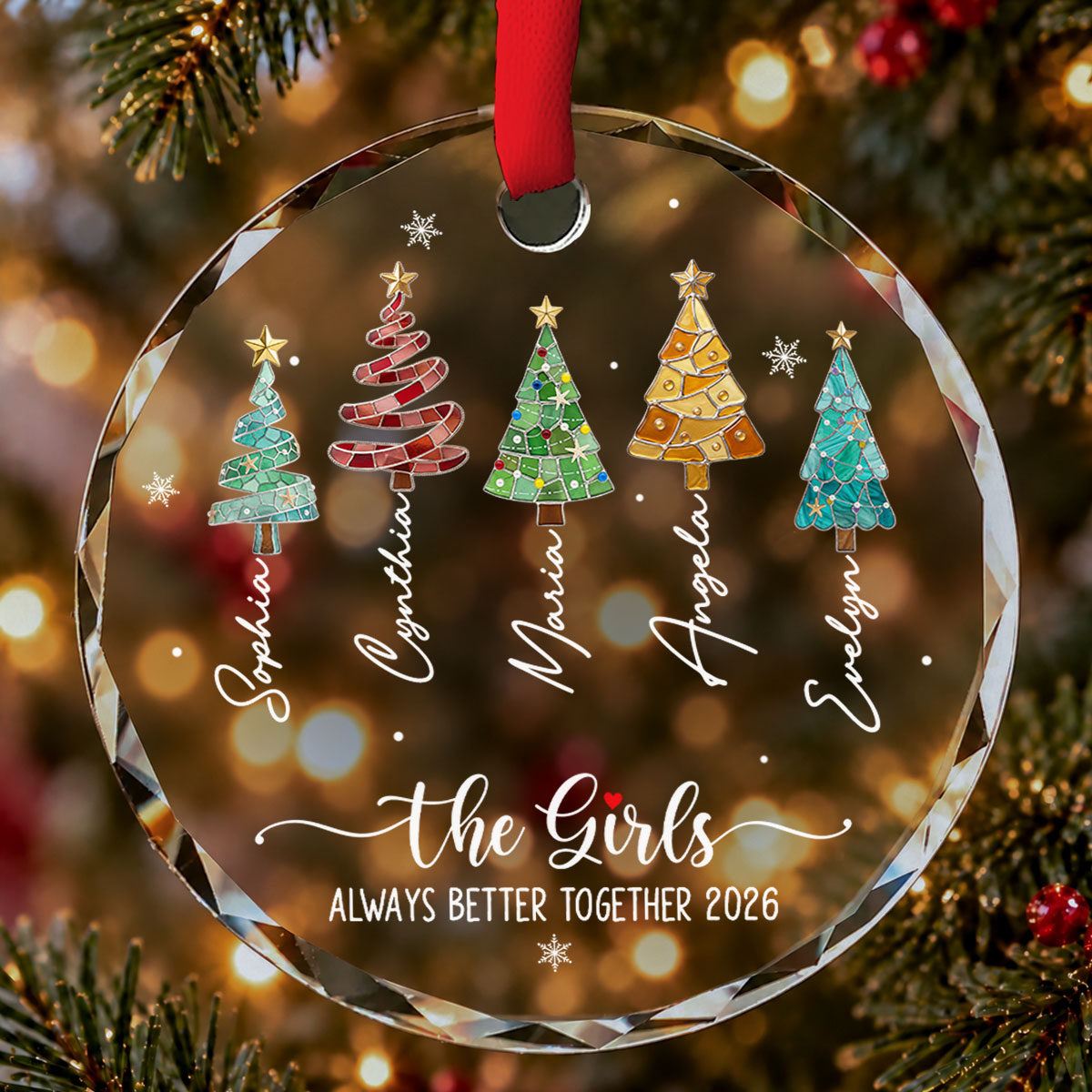 Custom Friendship Christmas Ornament, Best Friend Gift •  The Girls Are Better Together - Personalized Glass Ornament
