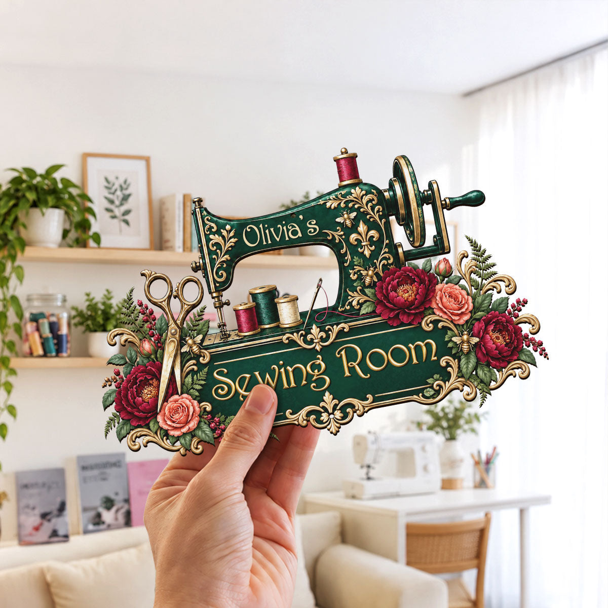 Custom Home & Wall Decor, Birthday & Christmas Gift • Sewing Room - Personalized Freeform Shape Metal Sign