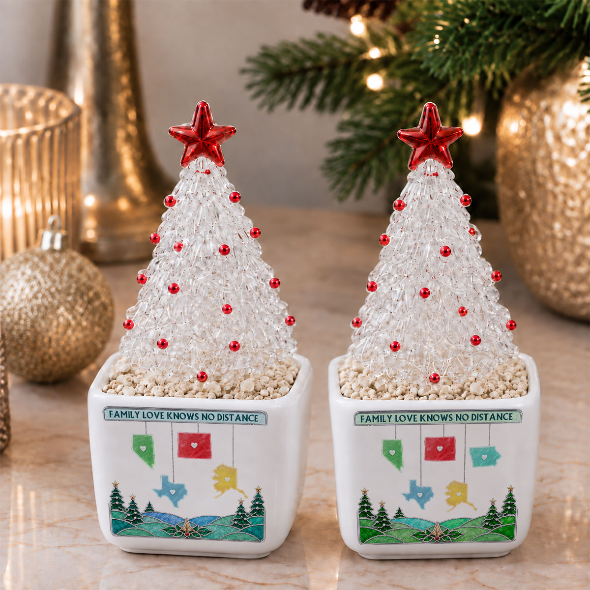 Lovely Family - Personalized Glass Christmas Tree