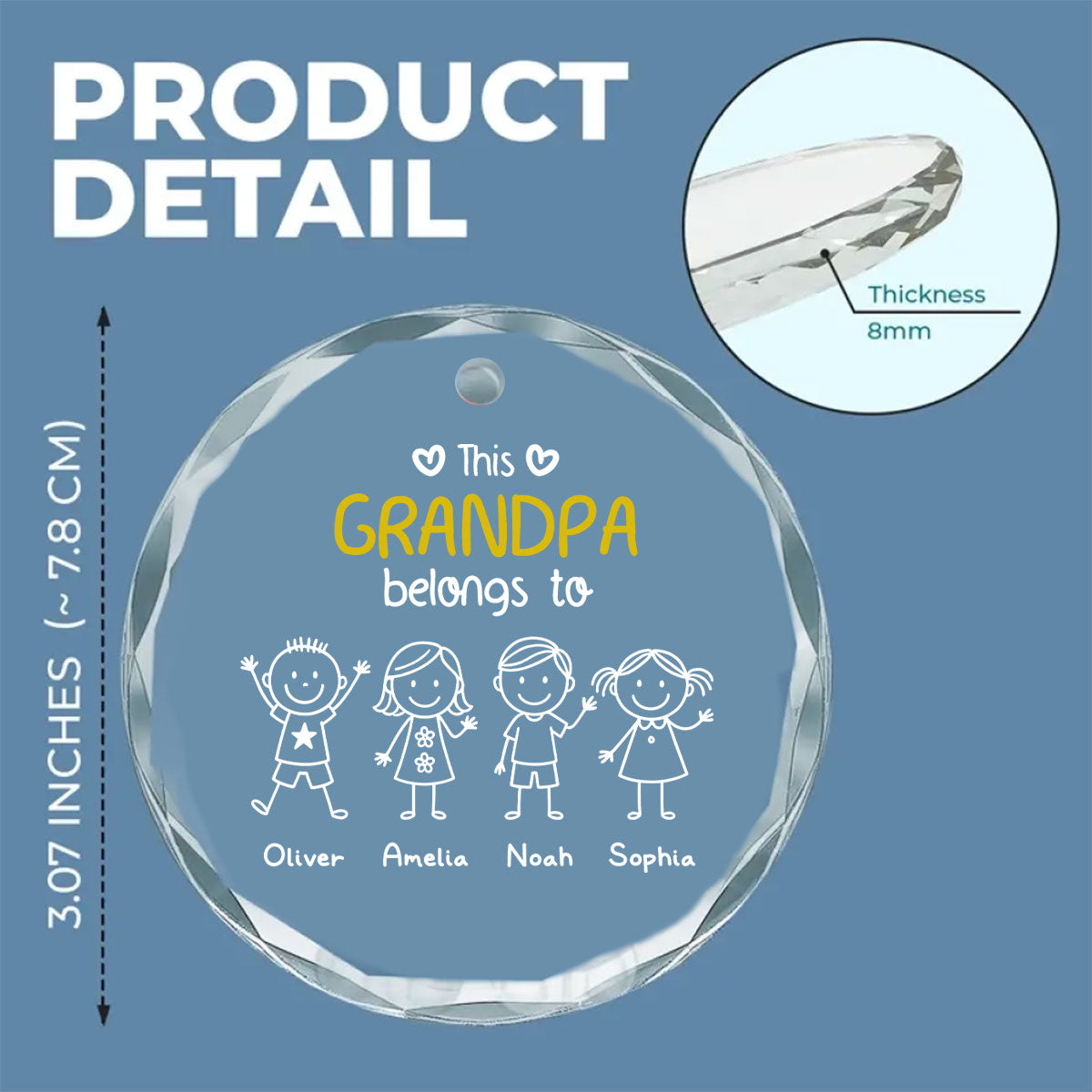 Custom Family Ornament, Christmas Gift for Family Members •  A Grandpa Loved At Christmas - Personalized Glass Ornament