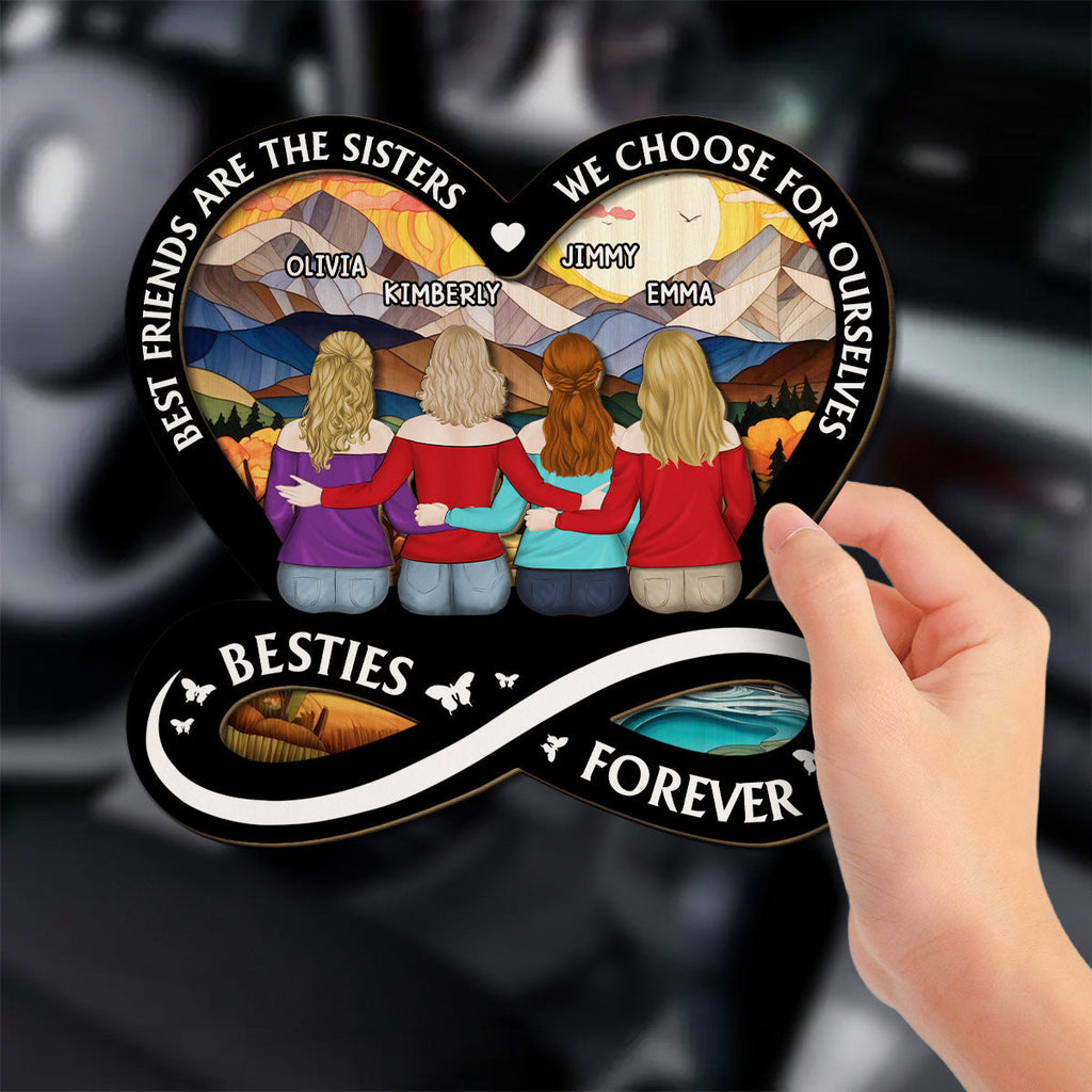Not Sisters By Blood But Sisters By Heart - Personalized Car Visor Clip