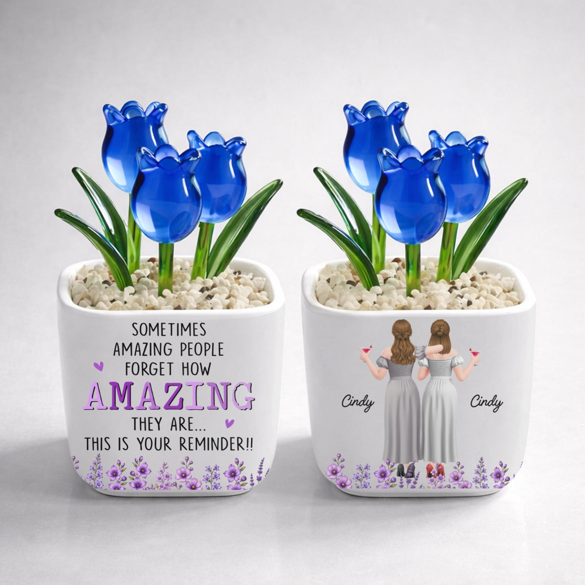 Custom Flower Keepsake, Glass Home Decor Gift for Best Friend • This Is Your Reminder - Personalized Glass Everlasting Tulips