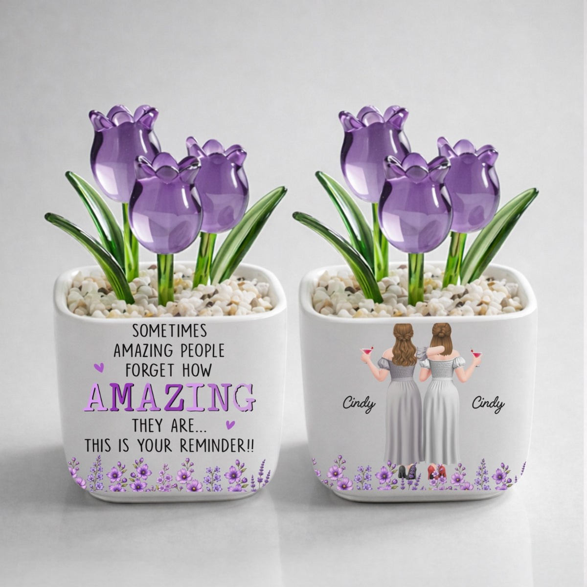 Custom Flower Keepsake, Glass Home Decor Gift for Best Friend • This Is Your Reminder - Personalized Glass Everlasting Tulips