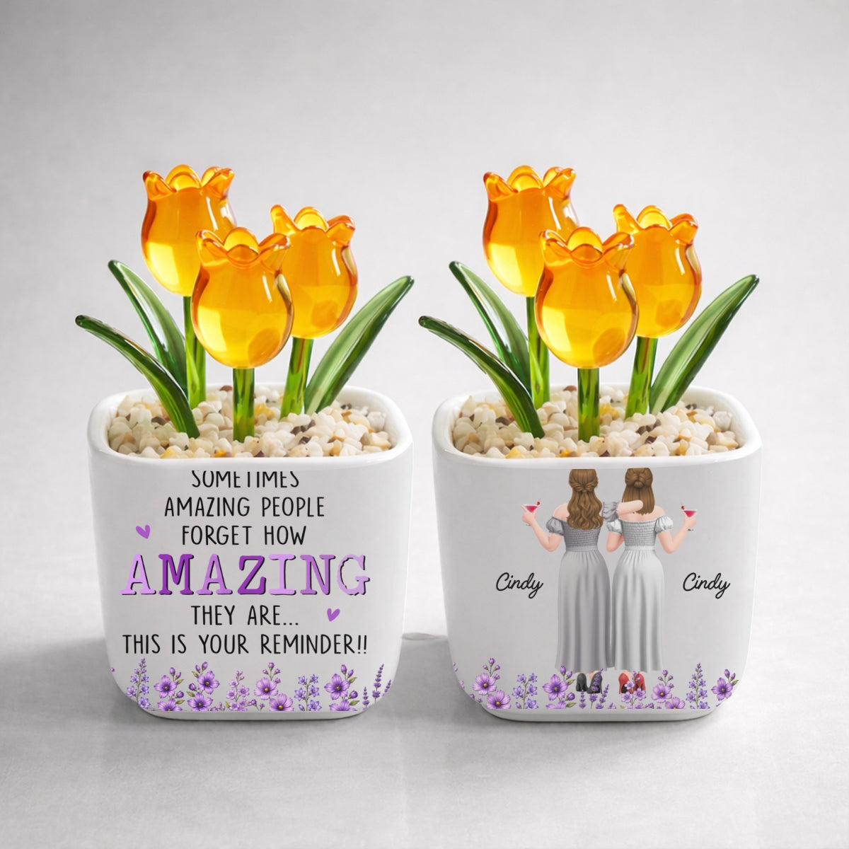 Custom Flower Keepsake, Glass Home Decor Gift for Best Friend • This Is Your Reminder - Personalized Glass Everlasting Tulips