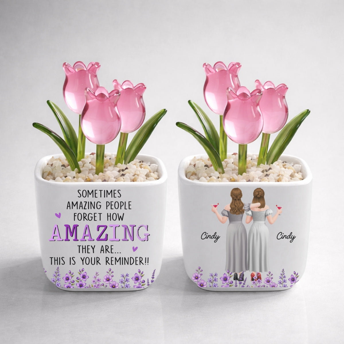 Custom Flower Keepsake, Glass Home Decor Gift for Best Friend • This Is Your Reminder - Personalized Glass Everlasting Tulips