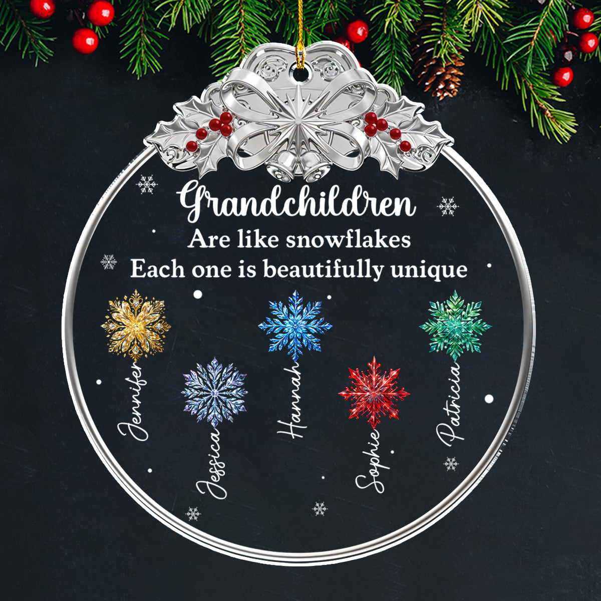 Custom Family Ornament, Christmas Gift for Family Members •  Grandchildren Are Like Snowflakes - Personalized 3D Effect Acrylic Ornament