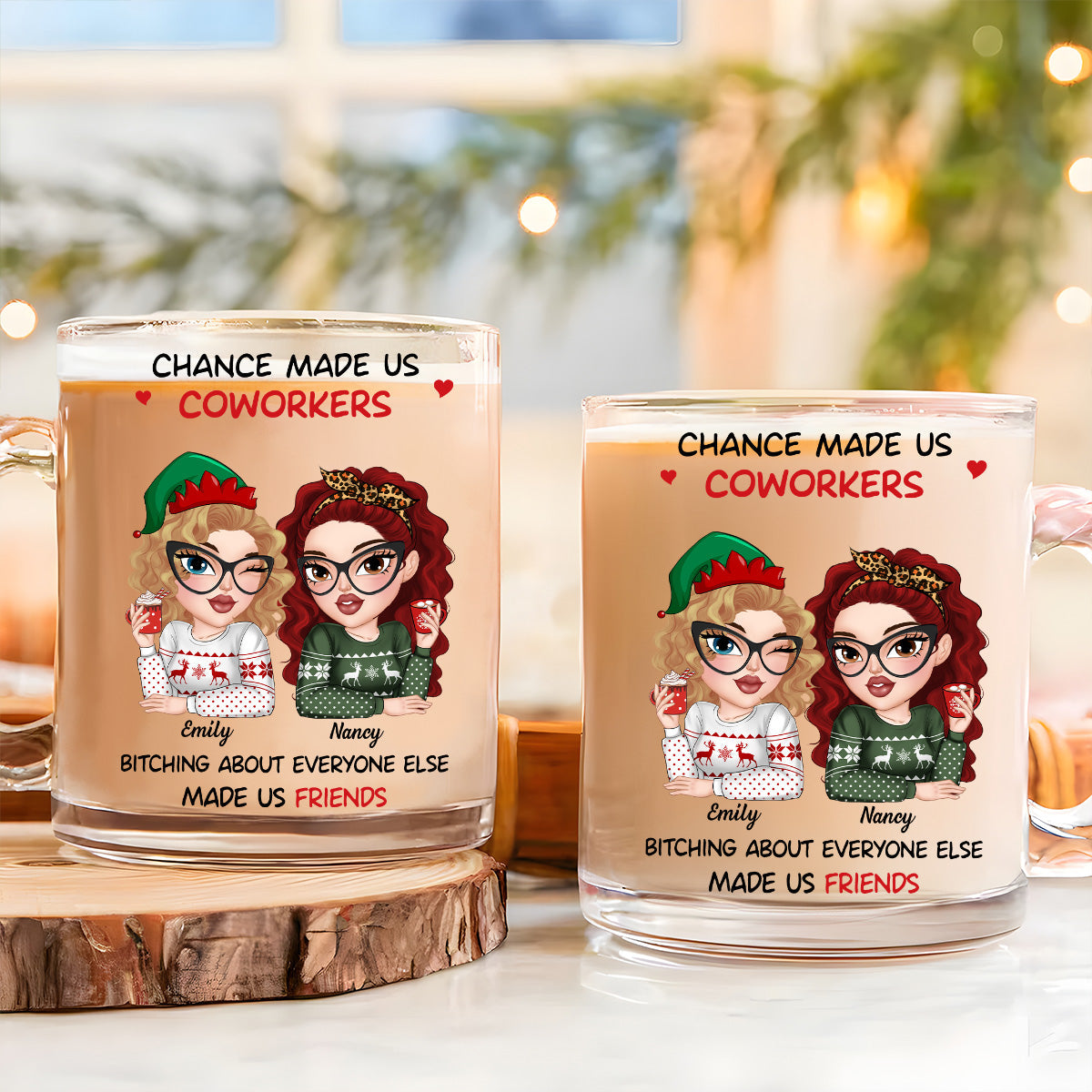 Custom Coworker, Christmas & Birthday Team Appreciation Gift • Chance Made Us Colleagues - Personalized Glass Mug