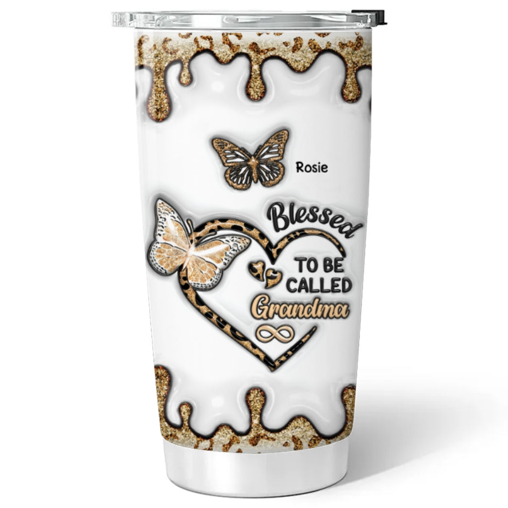 Custom Mother's Day Birthday Gifts For Grandma • Butterfly Grammy - Personalized 3D Inflated Effect Tumbler