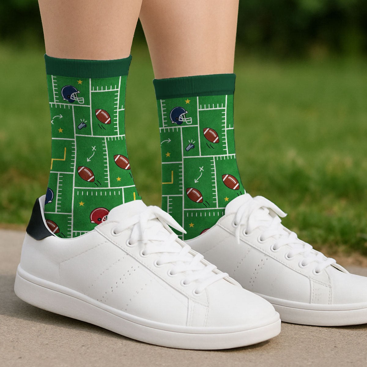 Custom Name Football Fan Footwear, Game Day Christmas Gift • Do Not Disturb - Personalized Crew Socks