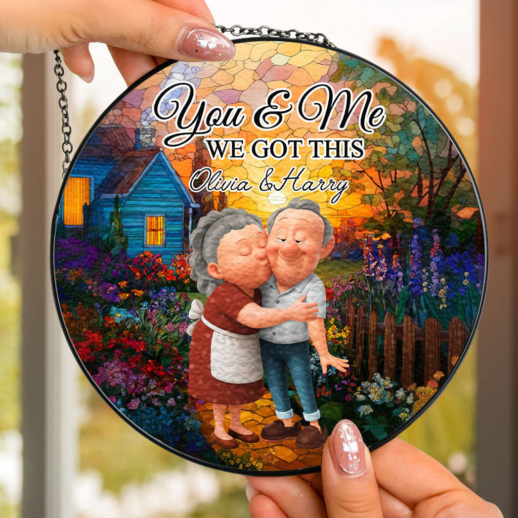 Custom Couple Hanging Decor, Anniversary Valentine's Day Gifts • We Are Together For The Last - Personalized Window Hanging Suncatcher