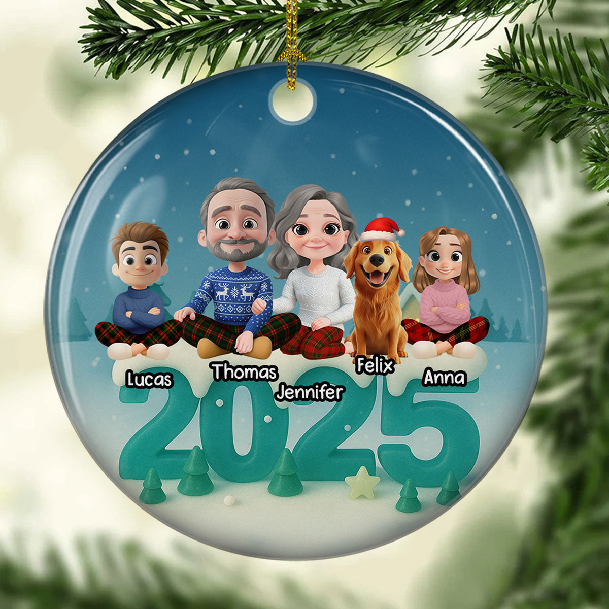 Custom Family Ornament, Christmas Gift for Family Members •  See Through You - Personalized 3D Effect Ceramic Ornament