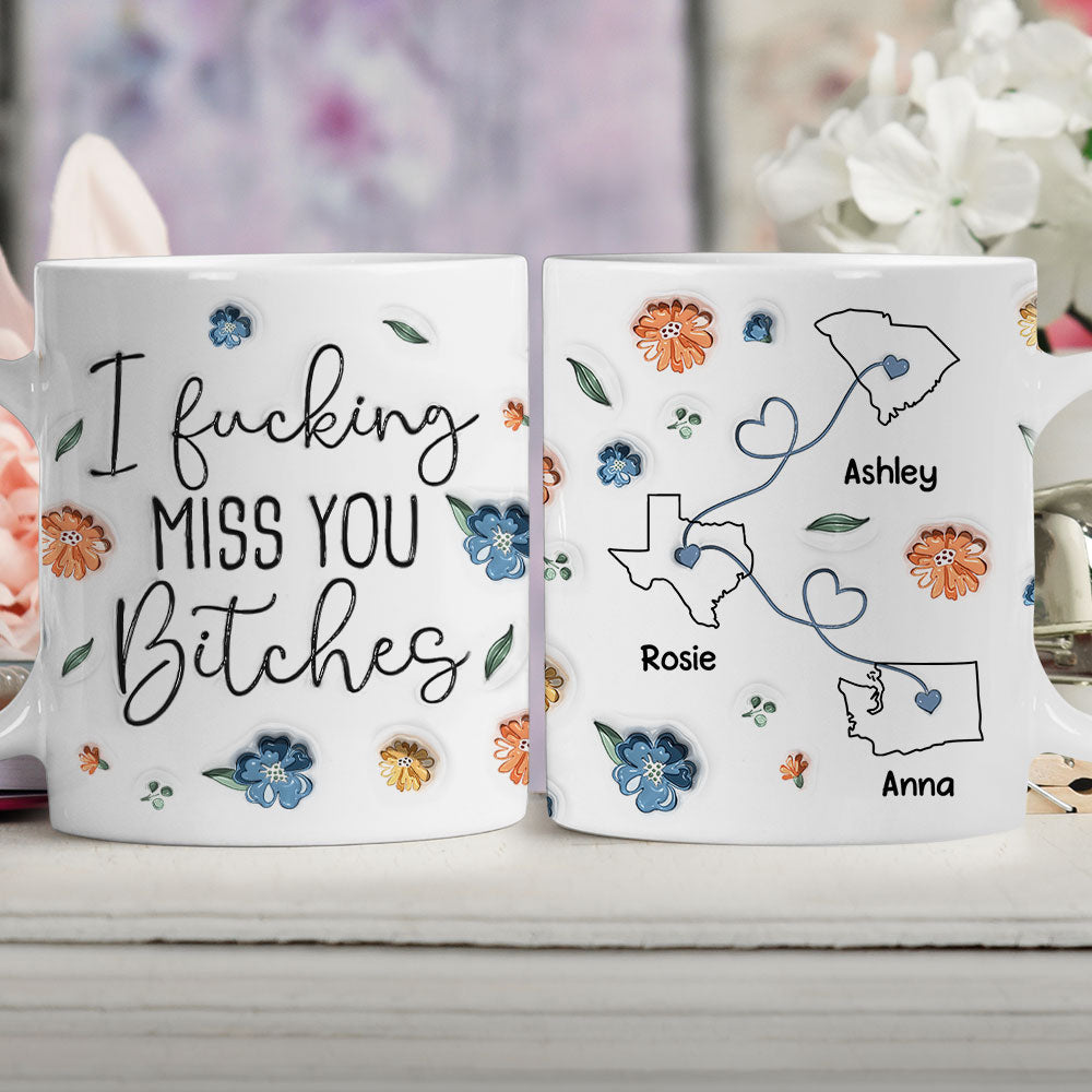 Custom Best Friend, Christmas & Birthday Friendship Keepsake Gift • I Miss You Bestie Version 2 - Personalized 3D Inflated Effect Mug