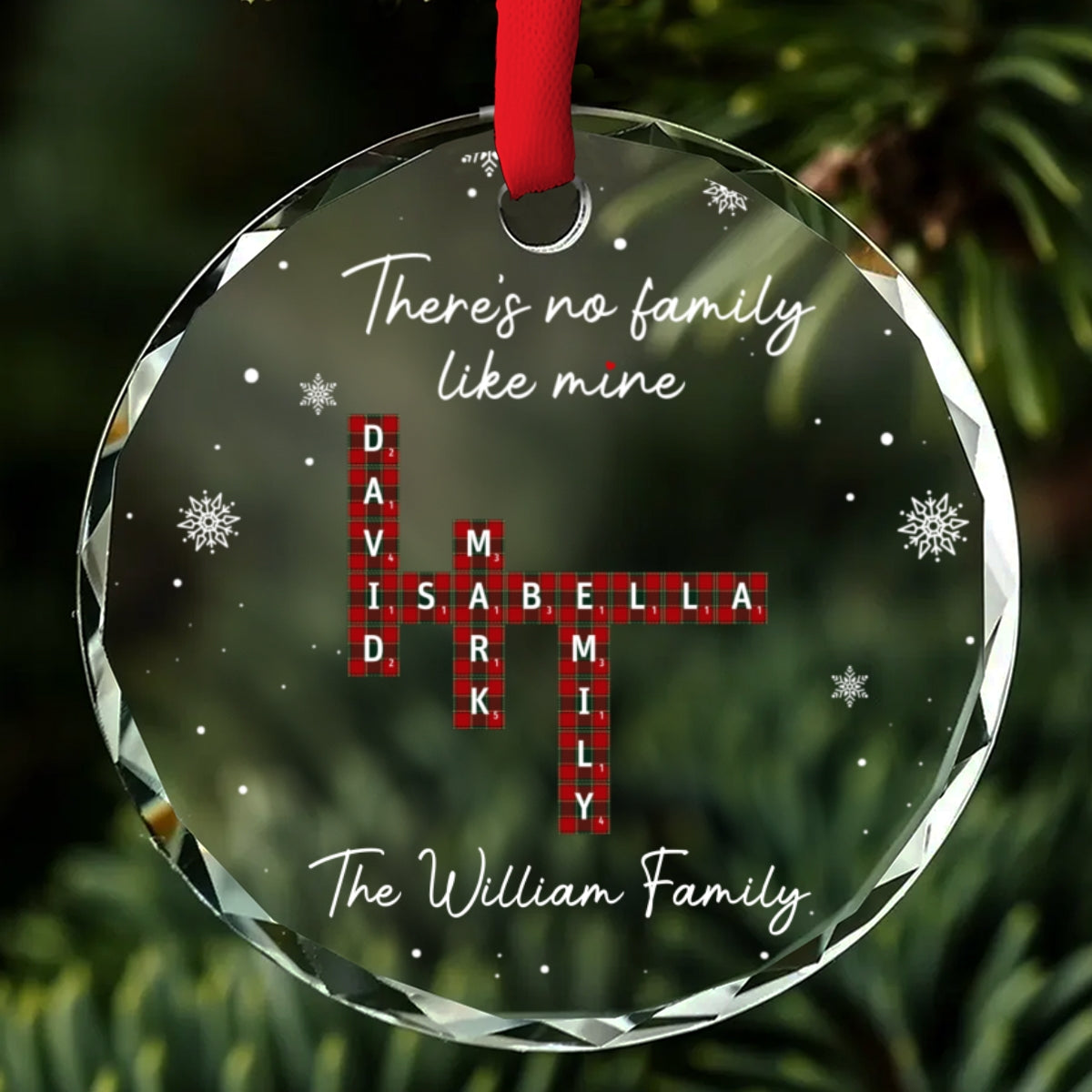 Custom Family Ornament, Christmas Gift for Family Members •  Our Family Crossword - Personalized Glass Ornament