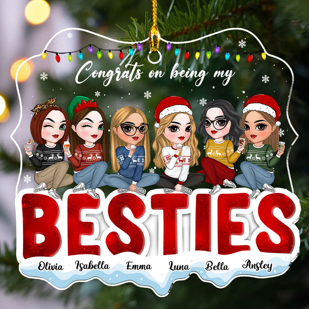Custom Friendship Christmas Ornament, Best Friend Gift •  Lucky Bestie - Personalized Acrylic Ornament