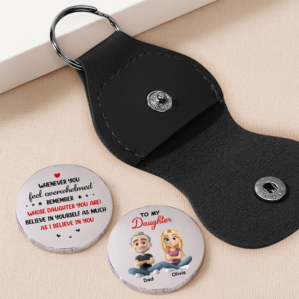 Custom Daughter Coin Keychain, Mother's Day Birthday Gifts • I Believe In You - Personalized Pocket Hug