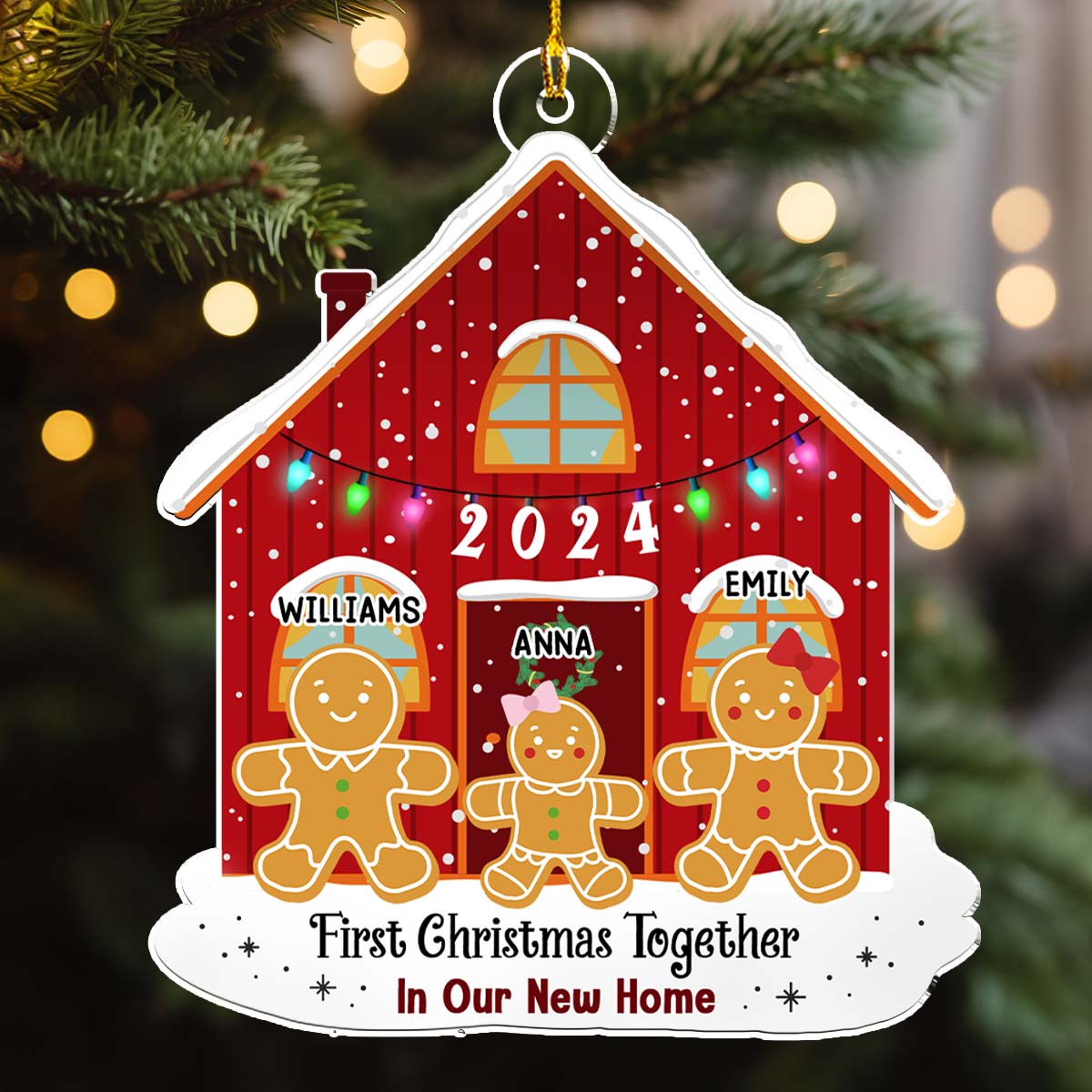 Custom Family First Christmas Ornament •  First Time In Our New Home - Personalized Acrylic Ornament