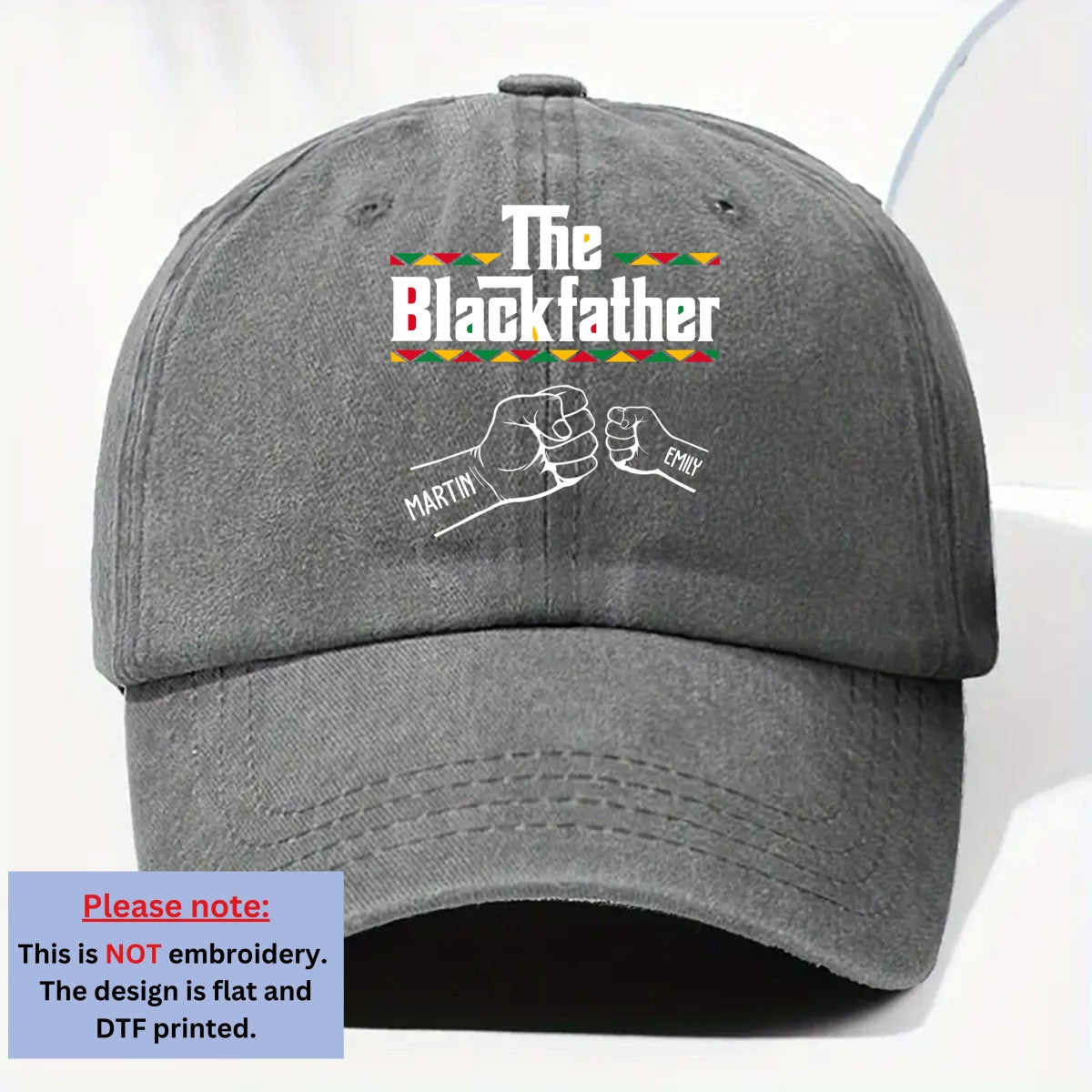 Custom Father's Day Christmas Birthday Gifts for Dad • The Blackfather - Personalized Vintage Washed Denim Cap