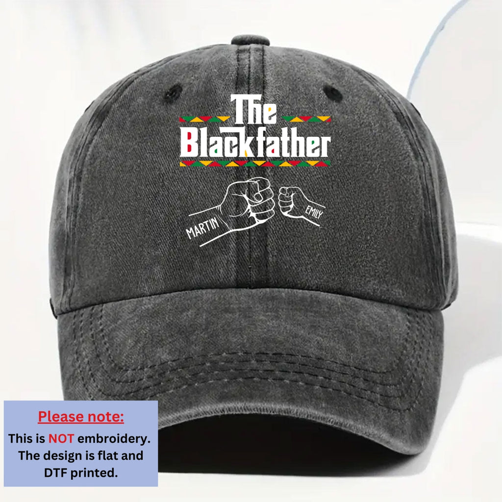 Custom Father's Day Christmas Birthday Gifts for Dad • The Blackfather - Personalized Vintage Washed Denim Cap