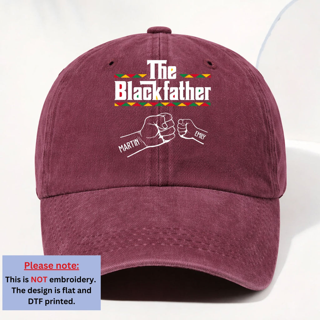 Custom Father's Day Christmas Birthday Gifts for Dad • The Blackfather - Personalized Vintage Washed Denim Cap
