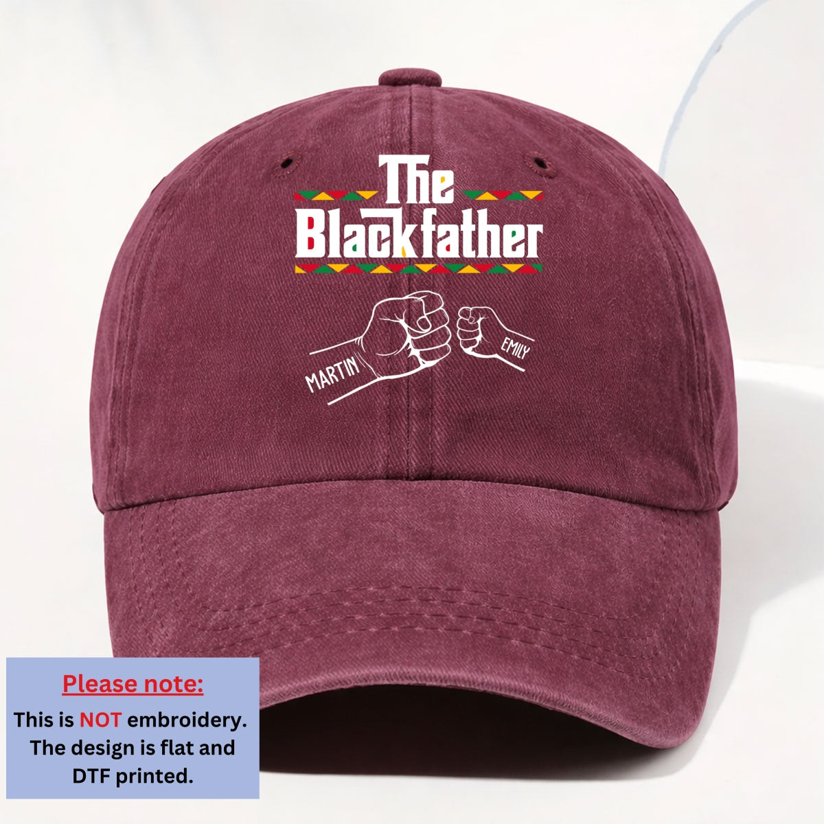 Custom Father's Day Christmas Birthday Gifts for Dad • The Blackfather - Personalized Vintage Washed Denim Cap