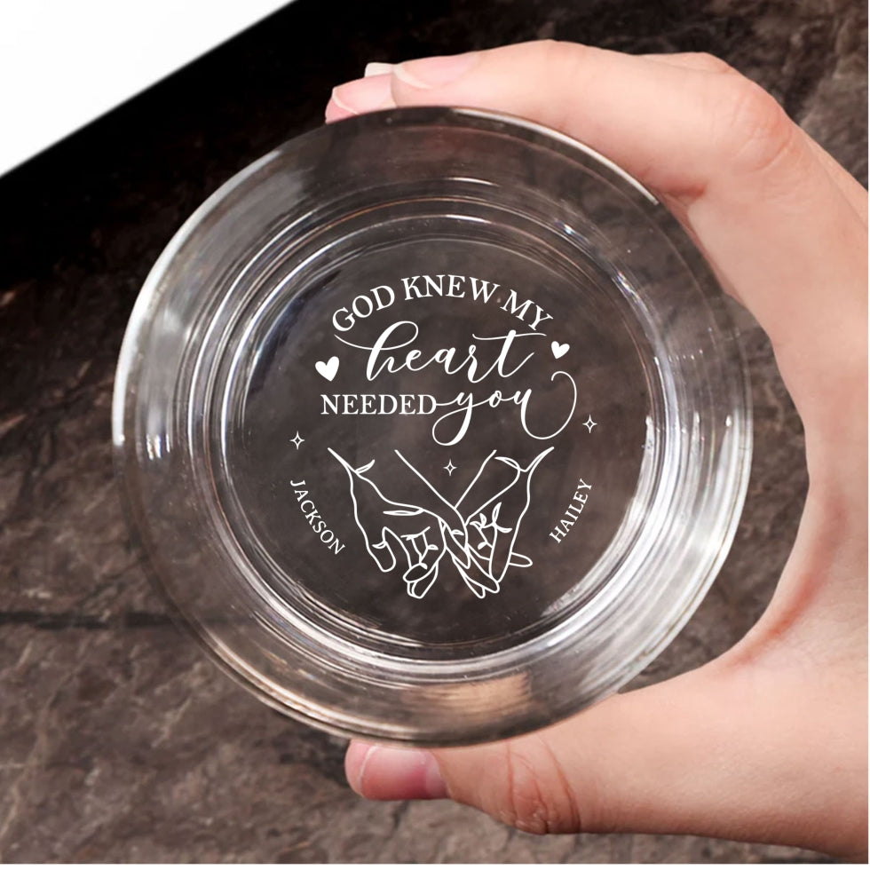 Custom Christmas Anniversary Birthday Drinkware Gifts for Husband • Only God Knew - Personalized Engraved Whiskey Glass