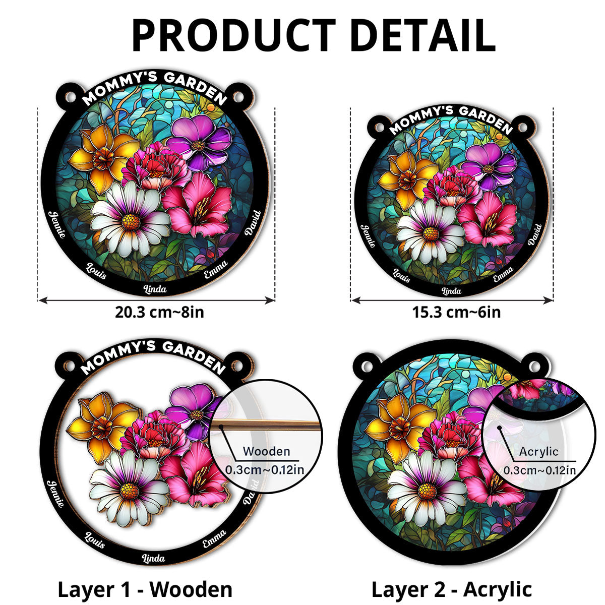 Custom Hanging Decor for Mom Daughter, Mother's Day Gifts • Flower Birth Month Garden Mother - Personalized Suncatcher